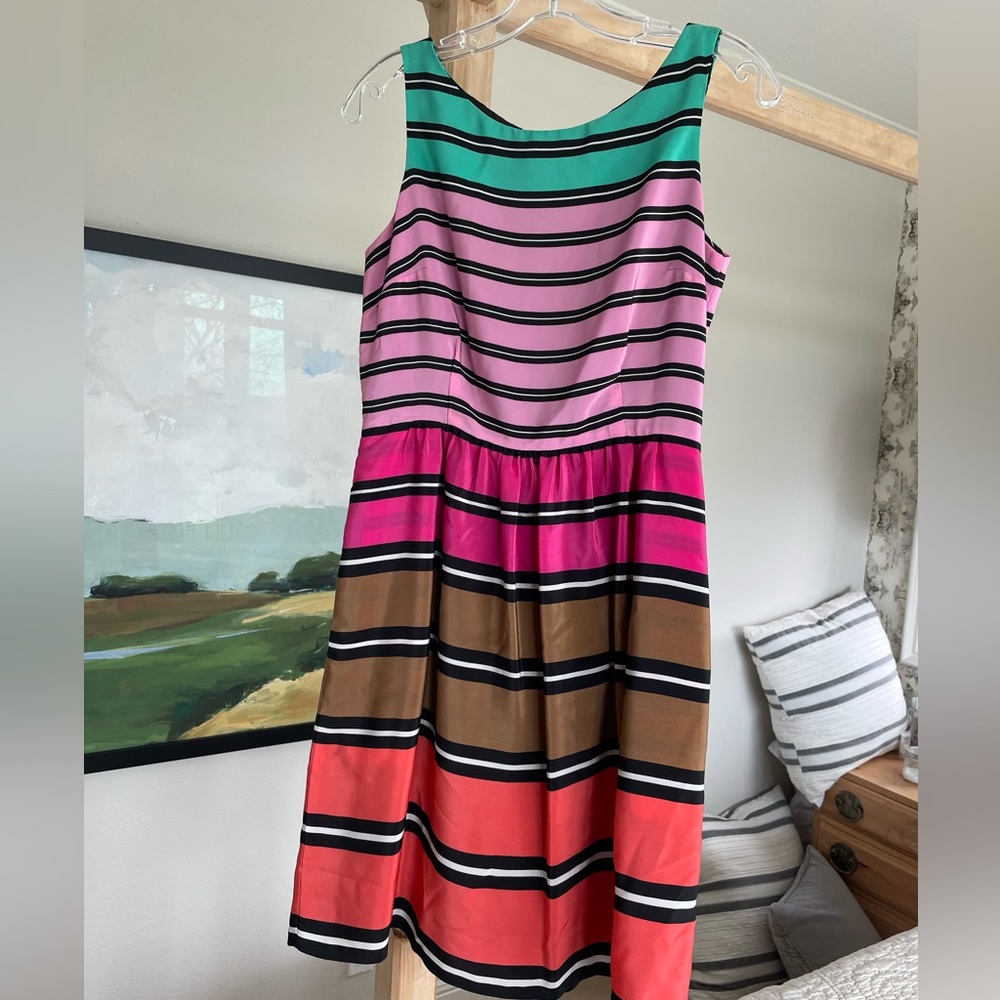 Donna Ricco New York Dress  sleeveless striped bright colored.  Full skirt
